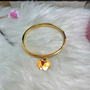 Bangle bracelet with double heart non tarnish